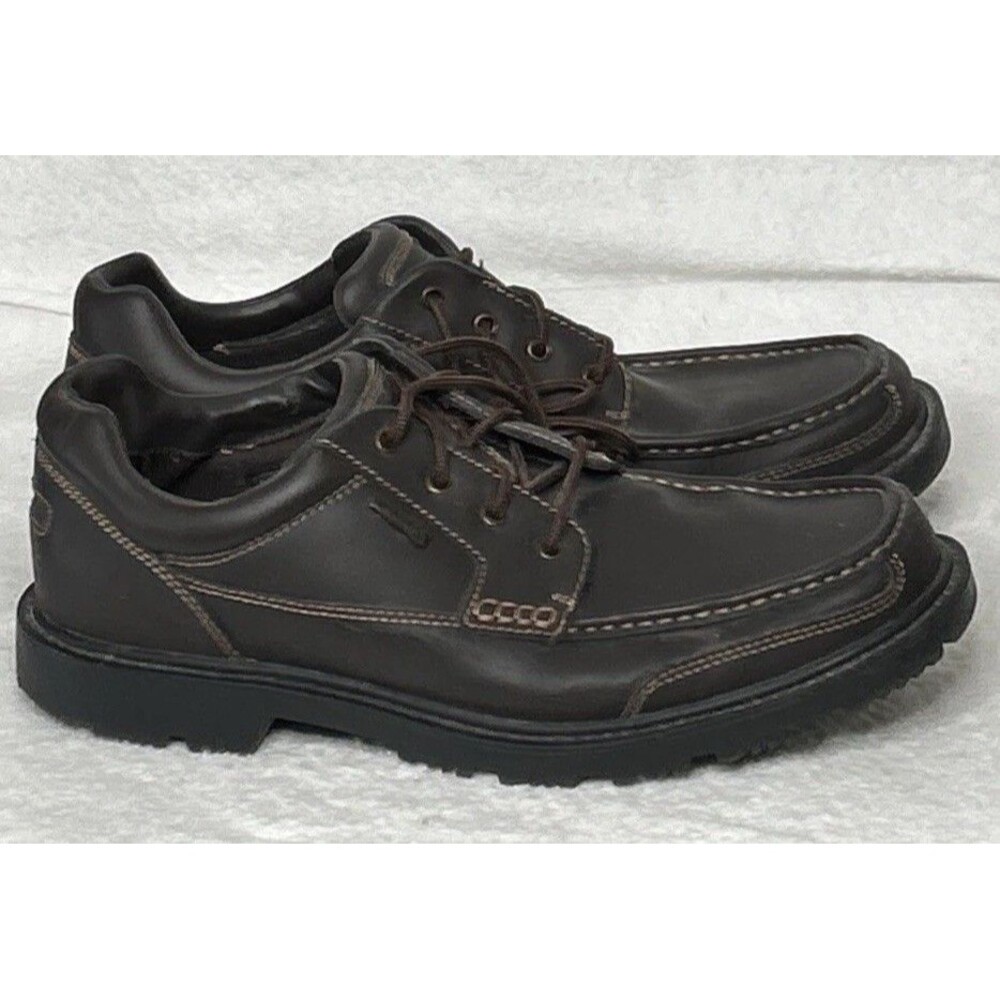 Rockport Men 11.5 Brown Leather Lace-Up Shoes M78065 Moc Waterproof EUC